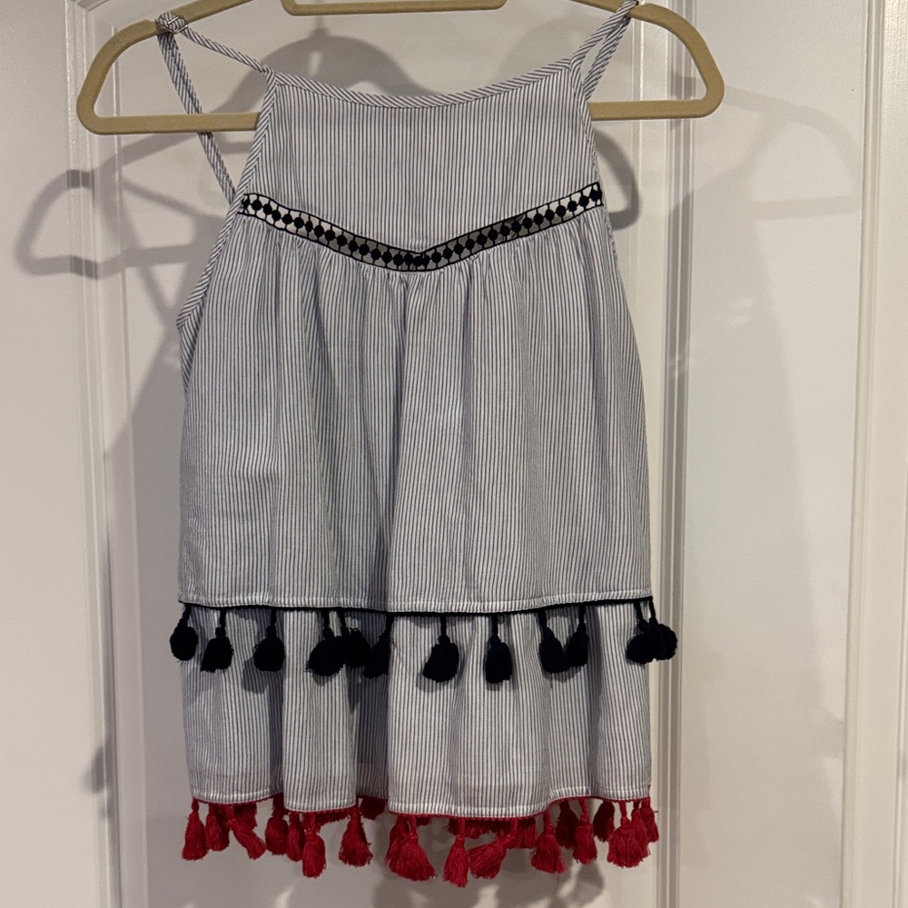 THML Striped Sleeveless Top with Tassels